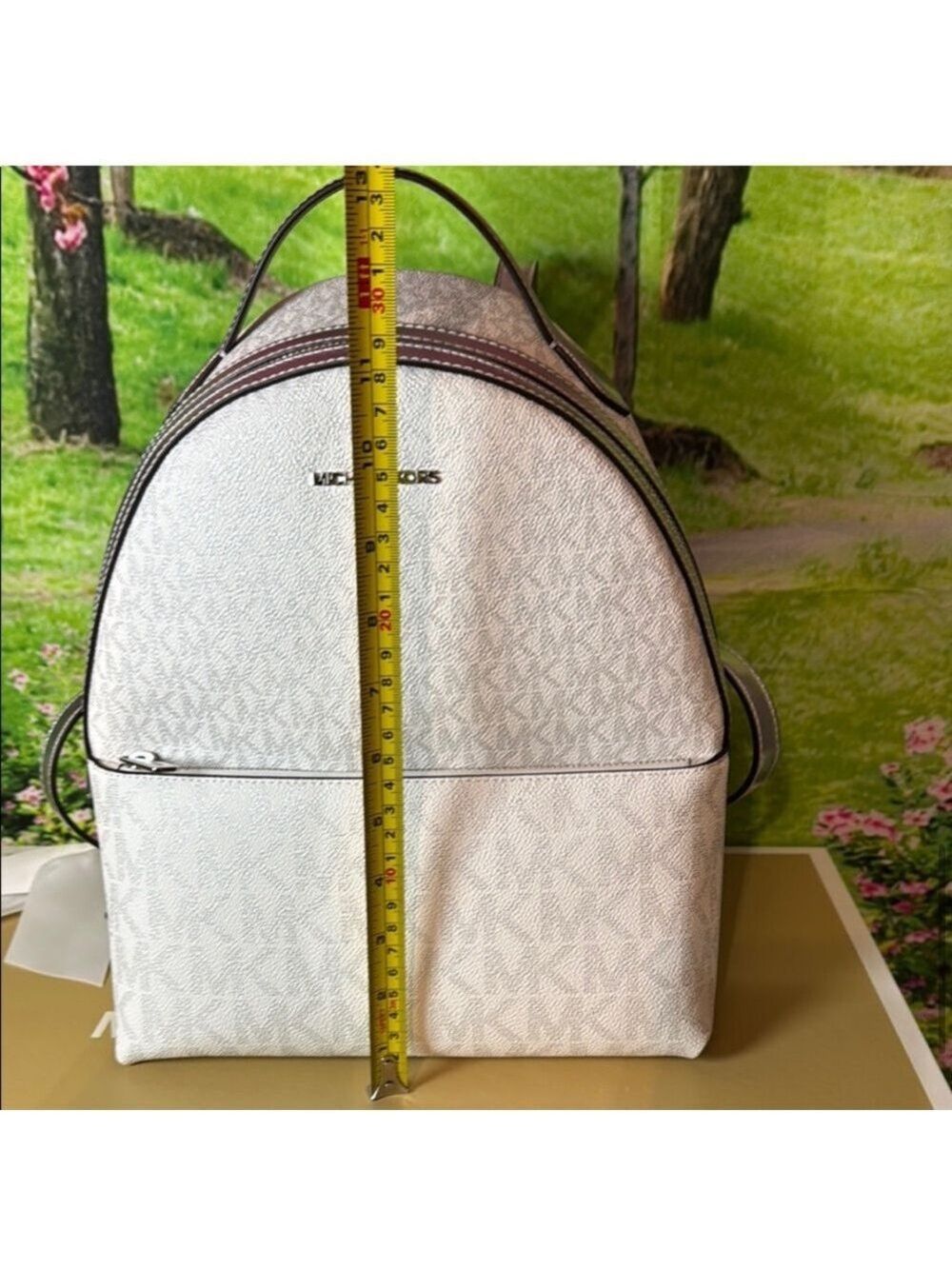 Michael Kors White Monogram Backpack Dome-Shaped Design NWT ( No Box ) Sheila - Picture 15 of 17